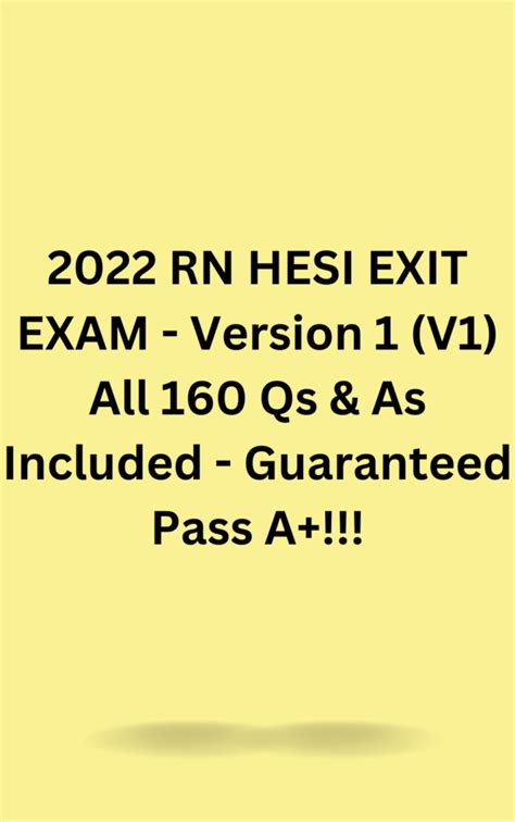 Rn Hesi Exit Exam Version V All Qs As Included