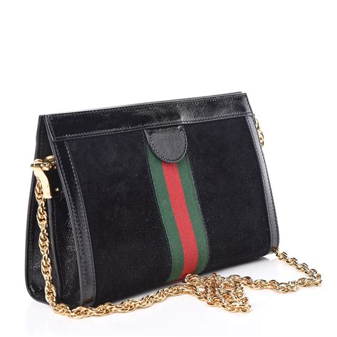 Gucci Suede Patent Gg Web Small Ophidia Chain Shoulder Bag Black 434521 Fashionphile