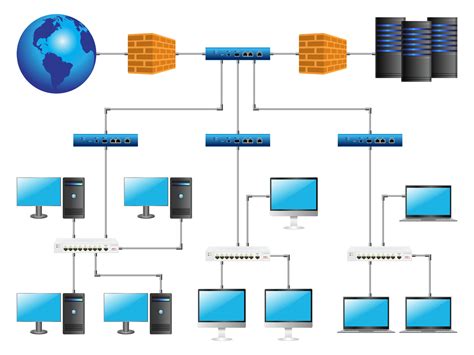 Lan network 3D diagram for business and technology concept. WAN of ...