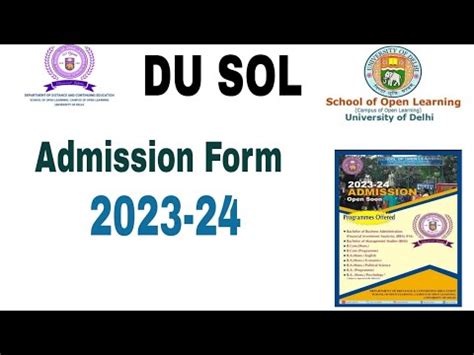 DU Sol UG Admission Form 2023 24 How To Fill Du Sol BA Bba Ug And