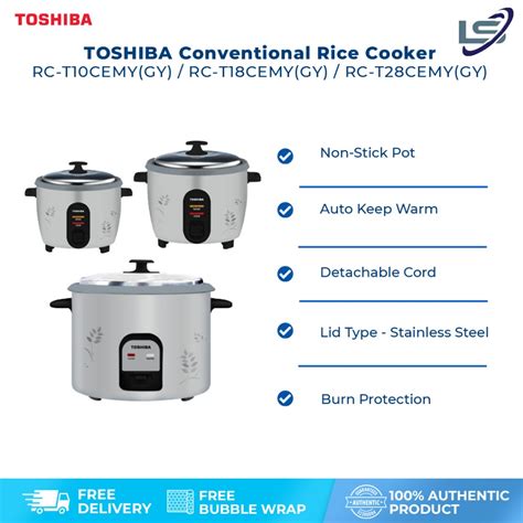 TOSHIBA 1L 1 8 2 8L Conventional Rice Cooker RC T10CEMY GY RC T18CEMY