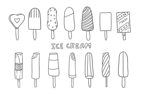 Premium Vector Set Of Ice Cream With Different Flavors And Fruits In Doodle Style Ice Cream On