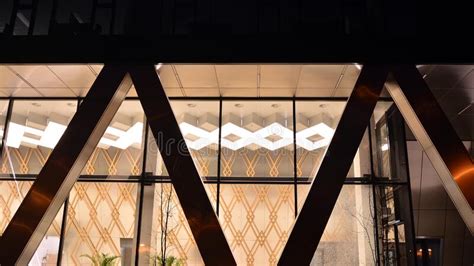 Combination Of Metal And Glass Wall Material Steel Facade On Columns Abstract Modern