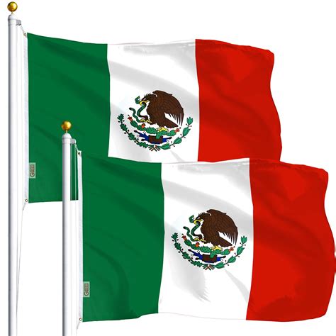 G128 - TWO PACK of 3' x 5' ft Polyester Mexican Flag MEXICO High ...