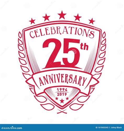 25th Shield Anniversary Logo 25th Vector And Illustration Stock