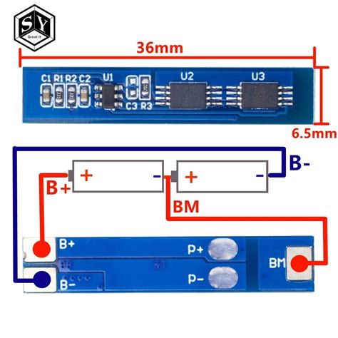 Placa de proteção bms pcm para bateria de íon de lítio 2s 3a 7 4v 8