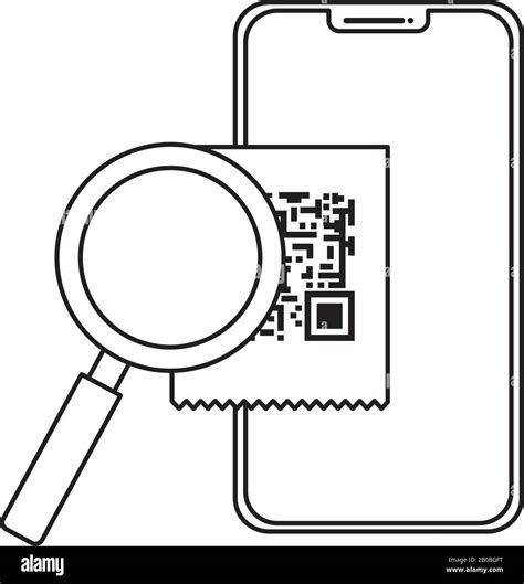 Smartphone With Scan Code Qr And Magnifying Glass Stock Vector Image