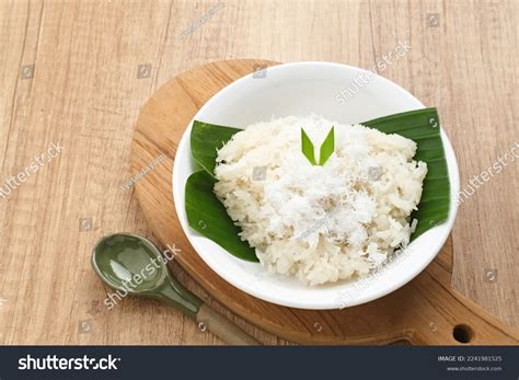 Ketan Kelapa Parut Indonesian Traditional Snack Stock Photo