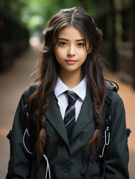 Premium Photo | Japanese School Culture Outdoor HalfBody Portrait with ...