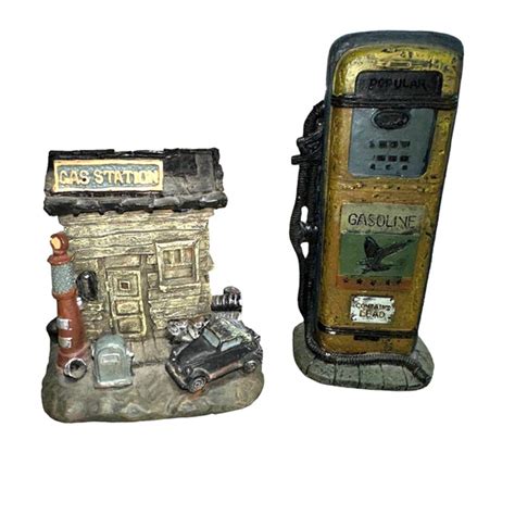 Popular Imports Accents Vintage Gas Station And Gas Pump Resin