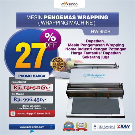 Jual Mesin Wrapping Makanan Hw B Di Malang Toko Mesin Maksindo Di