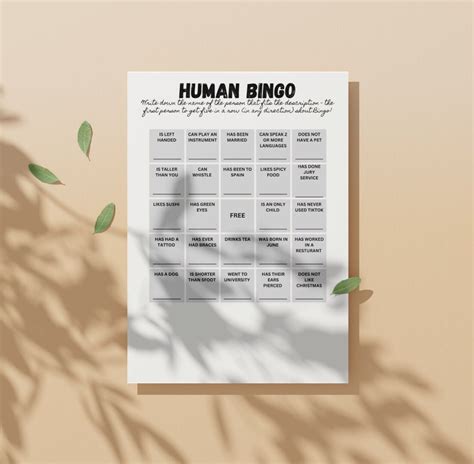 Human Bingo Icebreaker Games Games Night INSTANT DOWNLOAD - Etsy