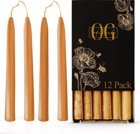 12 Dripless 8 Long Beeswax Taper Candles 100 Natural