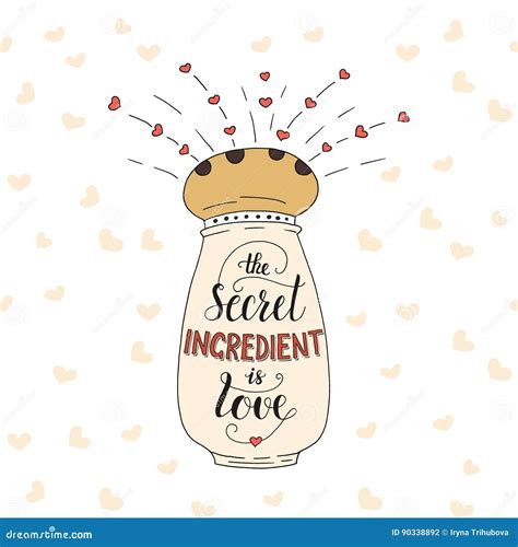 Unique Lettering Poster with a Phrase the Secret Ingredient is Love