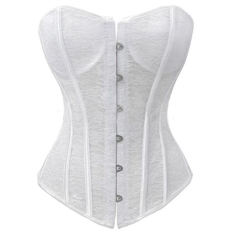 White Sexy Bridal Wedding Lingerie Corselet Open Floral Lace Bustier Corset Overbust Padded Cup