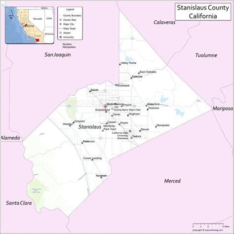 Map of Stanislaus County, California - Where is Located, Cities ...