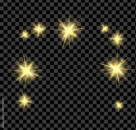 Gold Bright Glowing And Shining Star Flares Effect Isolated On