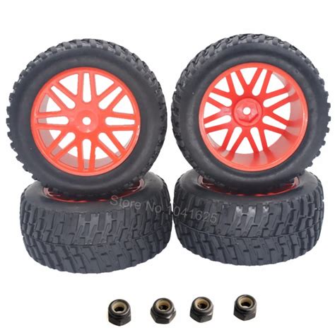 Pcs Lot Rubber Inch Rc Rally Truck Tires Plastic Wheel Rims