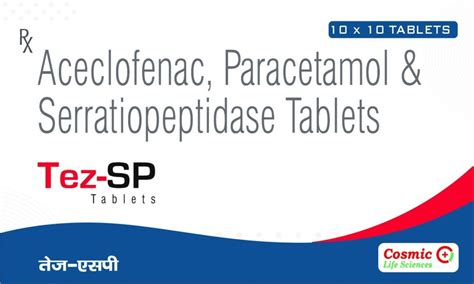 Tez Sp Aceclofenac Paracetamol Serratiopeptidase Tablet At Rs Strip