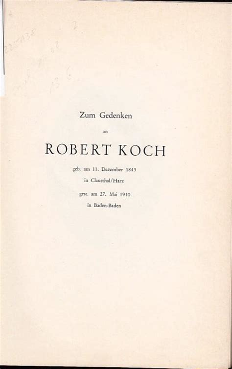 Robert Koch Und Das Robert Koch Institut Zum Gedenken An Robert Koch