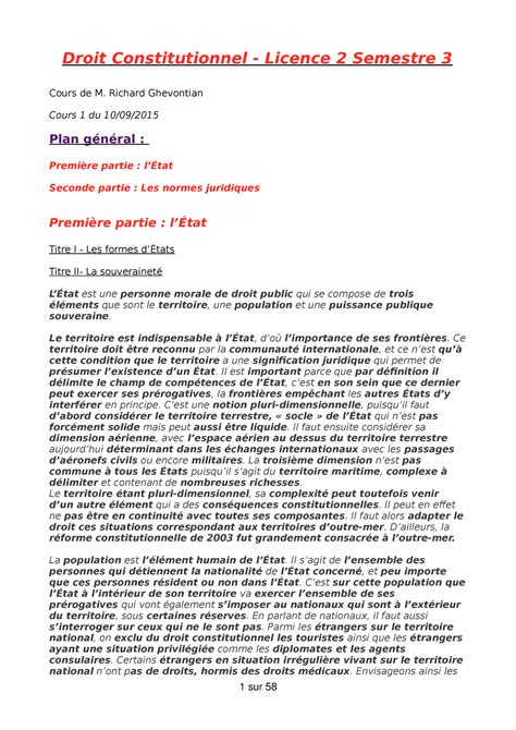 Droit Constitutionnel L2 S3 Droit Constitutionnel Licence 2