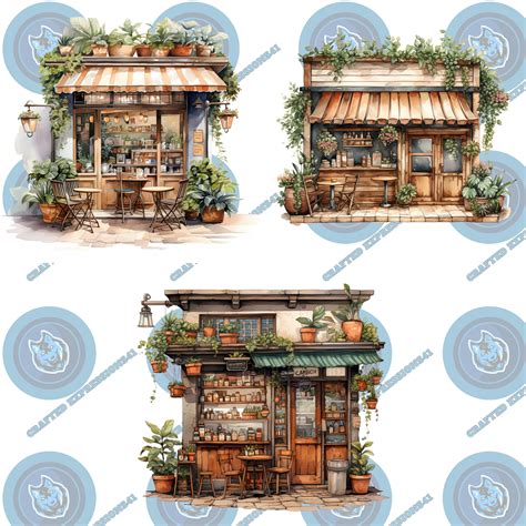 Watercolor Cafe Storefronts Clipart Cute Coffee Shop Cafe Png Format