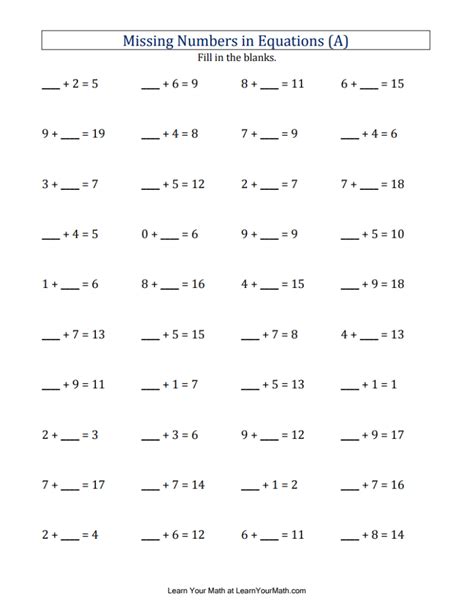 Free Math Worksheets - Learn Your Math