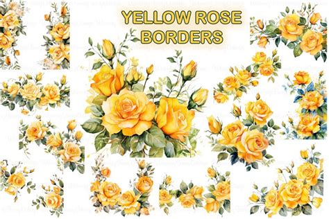 12 Yellow Rose Border PNG Clipart Transparent Background