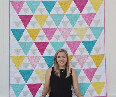 Cheerful & Bright Triangle Patchwork Quilt - Homemade Emily Jane