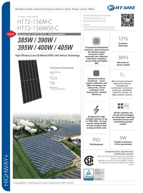 Ht Saae W Mono Split Bifacial Silver Frame Clear Backsheet V