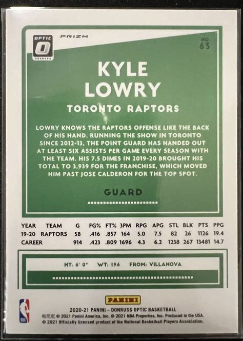 Donruss Optic Kyle Lowry Silver Holo Ebay