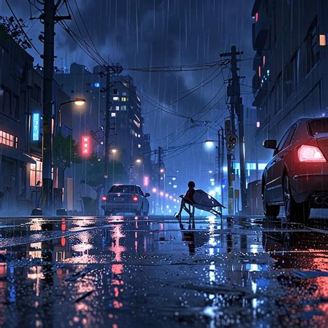 Anime City Wallpaper Rain Images - Free Download on Freepik