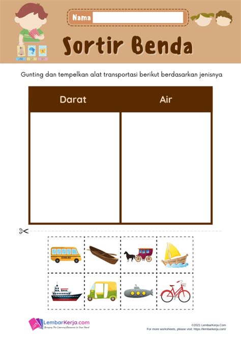 12 Lembar Kerja Paudtk Tema Kendaraan Alat Transportasi Meenta