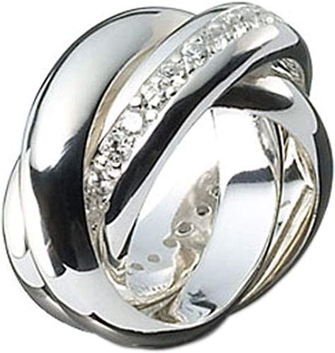 Bague massive à 3 anneaux en argent sterling 925 de qualité supérieure