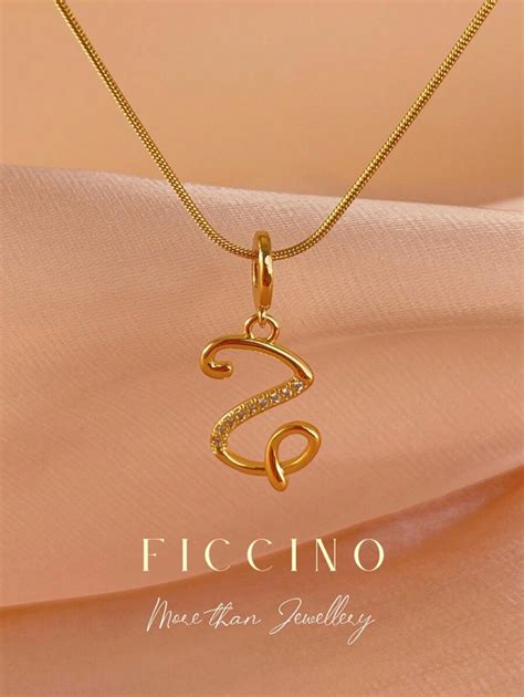 Ficcino Ficcino Handwriting Style Alphabet Letter Gold Plated Inlaid