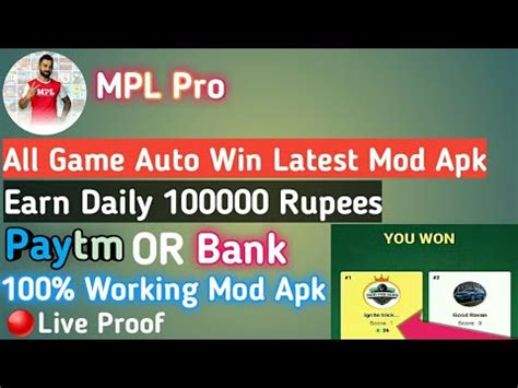 MPL Pro All Game Auto Win Latest Mod Apk Earn Daily 100000 Rupees