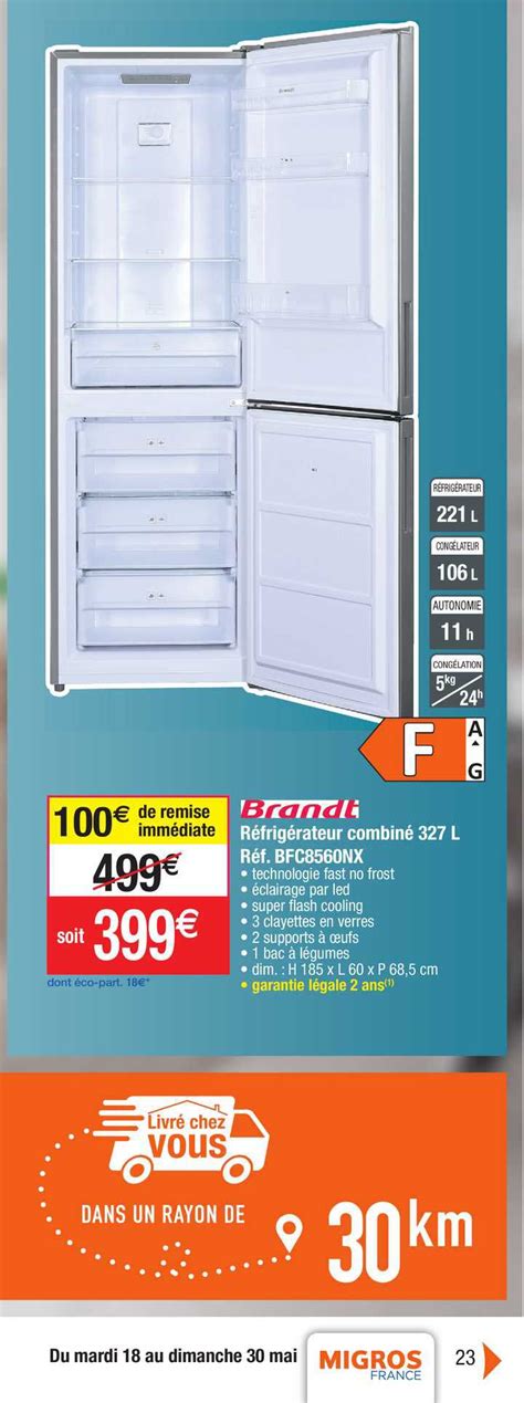 Promo Brandt Refrigerateur Combine L Chez Migros France Icatalogue Fr