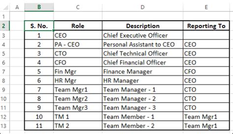 Advanced Excel Organization Chart