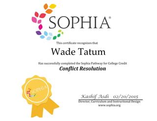 Sophia Conflict Resolution Certificate | PPT