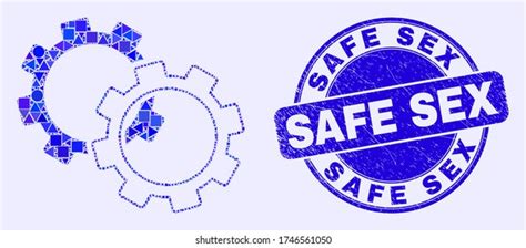 Geometric Gears Mosaic Icon Safe Sex Stock Vector Royalty Free