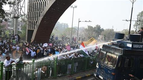 Protesting Haryana Govt Employees Met With Lathi Charge Cannons Near