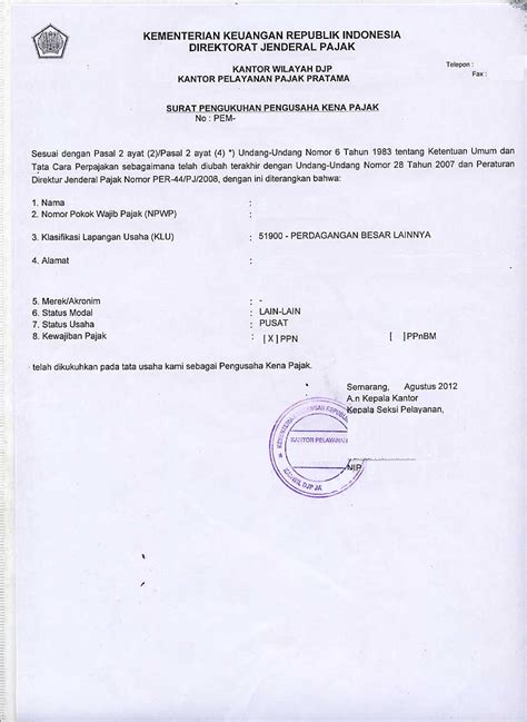 Surat Keterangan Pkp