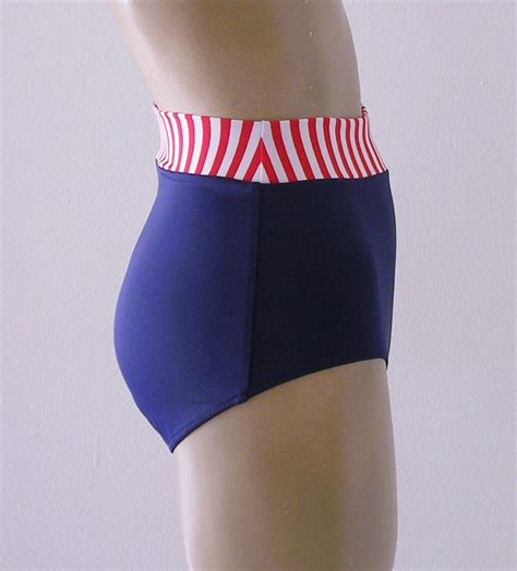 High Waisted Bikini Bottom And Retro Bandeau Top In Red And Etsy