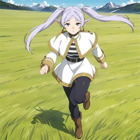 Anime Girl Running In A Field With Mountains In The Background Seaart Ai