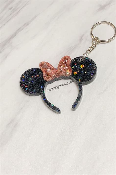 Rose Gold Disney Keychains Minnie Ears Keychain Mouse Etsy Disney