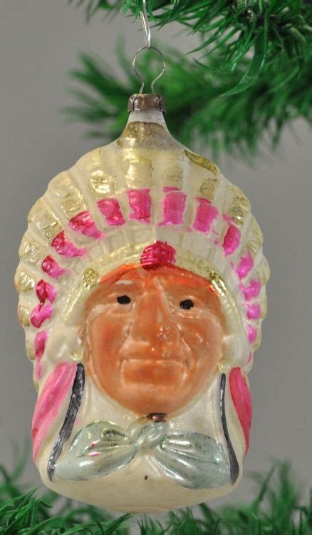 Lot Glass Ornament Indian Chief Glass Christmas Ornaments