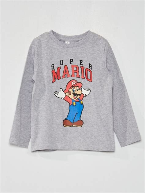 Camiseta De Manga Larga Super Mario Gris Kiabi