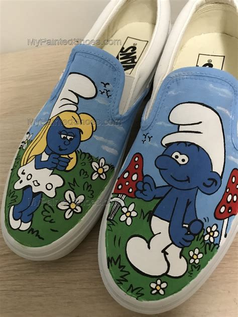 The Smurfs Vans Anime Shoes Custom Vans Shoes Custom Hand Painte