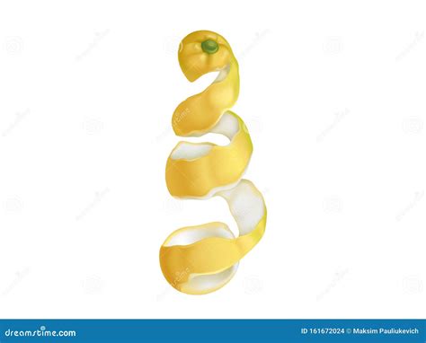 Spiral Lemon Peel with Zest Isolated on White Stock Vector ...