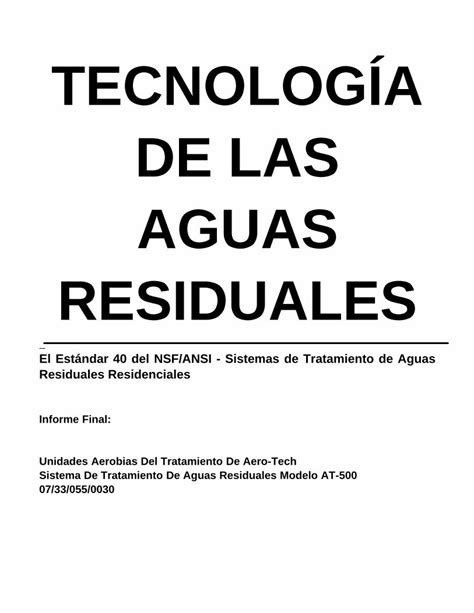 PDF TECNOLOGÍA DE LAS AGUAS RESIDUALES tratamiento de aguas